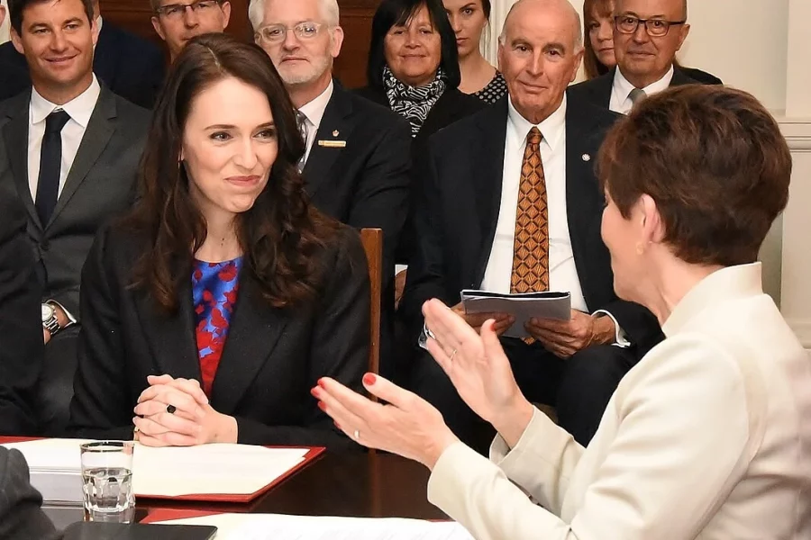 Prime Minister Jacinda Ardern being sworn in to cabinet