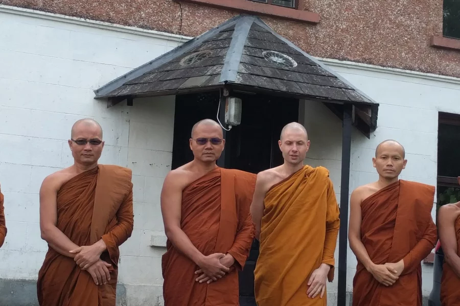 Monks stood in front of the Sunyata Centre